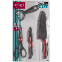 4 pcs set - 2 knives, scraper, scissors Lamart LT2098