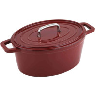ALPEN 31cm cast iron oval casserole, red