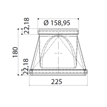 Faber üleminek kandiliselt 220 x 90 mm ümarale 150 mm torule