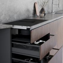 Induction cooking with integrated hood