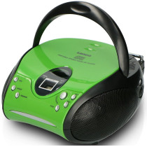 Portable stereo FM radio with CD player Lenco, green-black