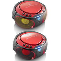 Portable FM radio CD/MP3/USB/bluetotth player with led lighting Lenco, red
