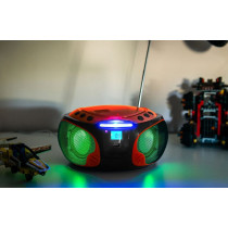 Portable FM radio CD/MP3/USB/bluetotth player with led lighting Lenco, red