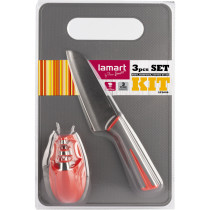 3 pcs set knife, sharpener, cutting board Lamart LT2099