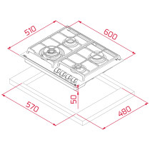 Built-in gas hob Teka black