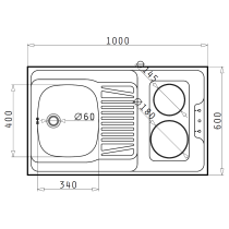 Minikitchen with sink and dual cast iron hob