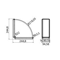 Flat air-dust adapter horizontal 90° bend 220x90 mm Faber