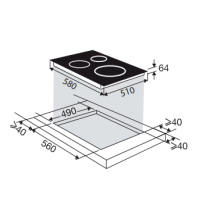 Built in induction hob Brandt BPI3641PB