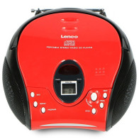 Portable stereo FM radio with CD player Lenco, red and black