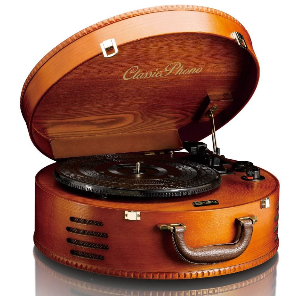 Retro turntable PC encording speakers Lenco, brown