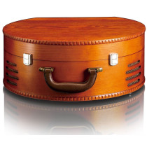 Vinüülplaadimängija kohvris, retro Lenco TT34, pruun