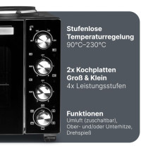 Mini oven with 2 hot plates Proficook