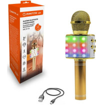 Wireless karaoke microphone Manta, gold with LED