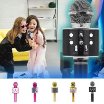 Wireless karaoke microphone Manta, gold with LED