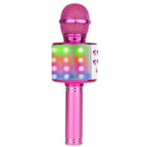 Wireless karaoke microphone Manta, pink with LED