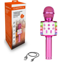 Wireless karaoke microphone Manta, pink with LED