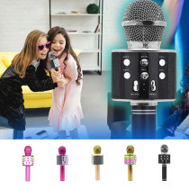 Wireless karaoke microphone Manta, pink with LED
