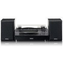 Belt drive wooden turntable Lenco, black