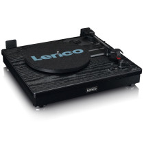 Belt drive wooden turntable Lenco, black