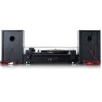 Belt drive wooden turntable Lenco, black