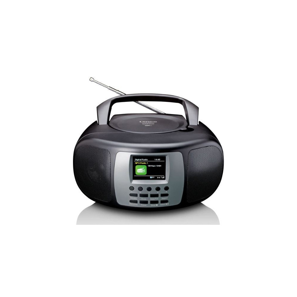 Portable DAB+/FM radio with bluetooth CD player, and large LCD colour display Lenco, black/ gray