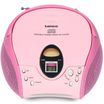 Portable stereo FM radio with CD player Lenco, pink