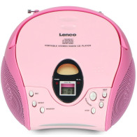 Portable stereo FM radio with CD player Lenco, pink