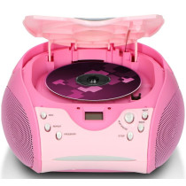 Portable stereo FM radio with CD player Lenco, pink