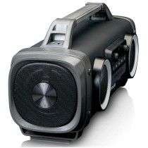 Splash proof bluetooth speaker FM radio USB and SD with light effects Lenco, black