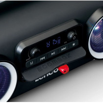 Splash proof bluetooth speaker FM radio USB and SD with light effects Lenco, black