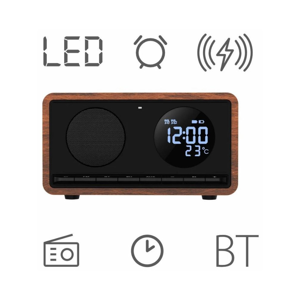 RIMINI clock radio with wireless charging Manta, black