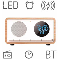 Kellraadio juhtmevaba laadijaga Manta RDI912W, valge