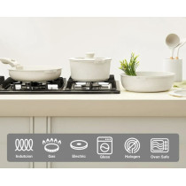 CS Kochsysteme 17-piece Space-Saving Cookware Set, Forged Aluminum, Cream