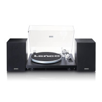 Recordplayer with built in amplifier and bluetooth plus external speakers Lenco, black