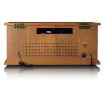 Wooden retro turntable with bluetooth, AM/FM radio, USB encoding, CD player, cassette player, and built-in speakers Lenco, wood