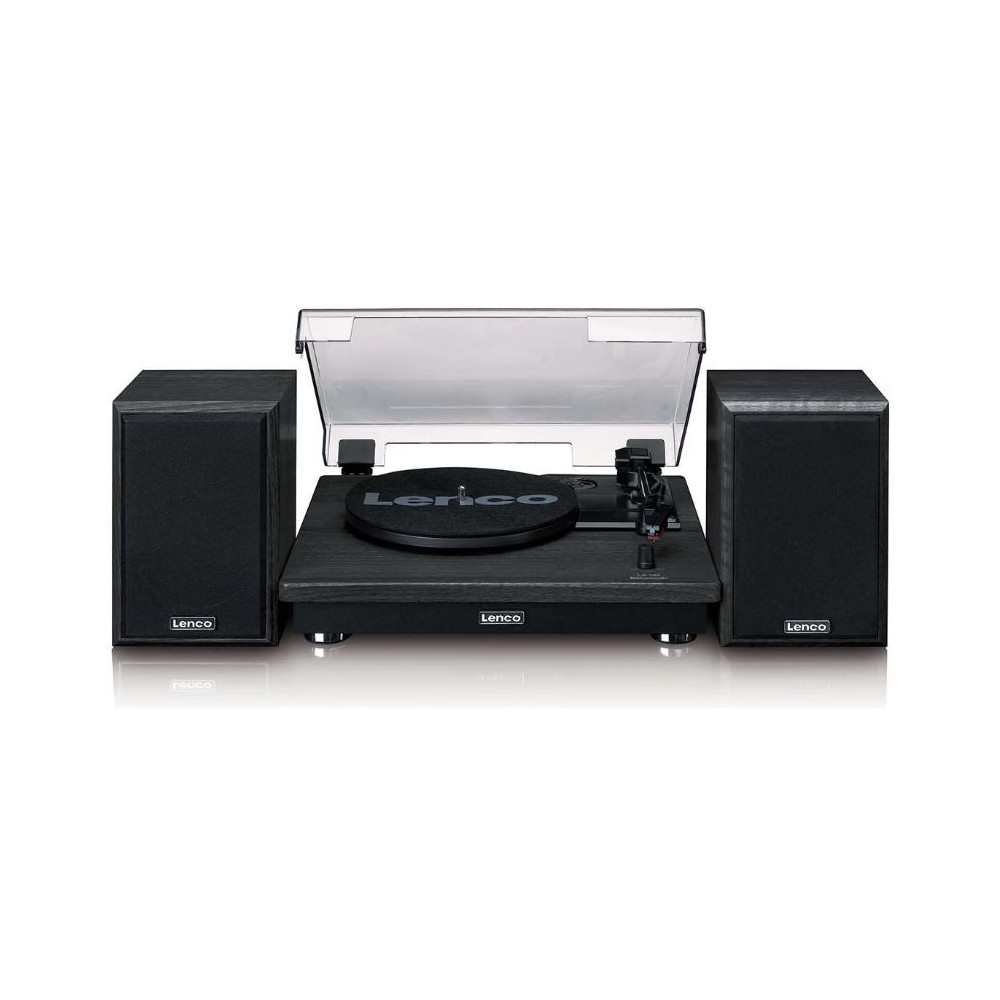 Belt drive wooden turntable Lenco, black