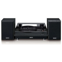 Belt drive wooden turntable Lenco, black