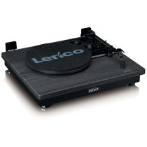Belt drive wooden turntable Lenco, black