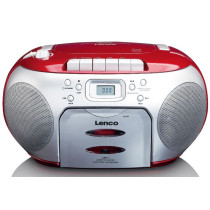 Portable FM radio CD and cassette player Lenco, red-silver