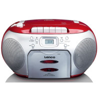 Portable FM radio CD and cassette player Lenco, red-silver