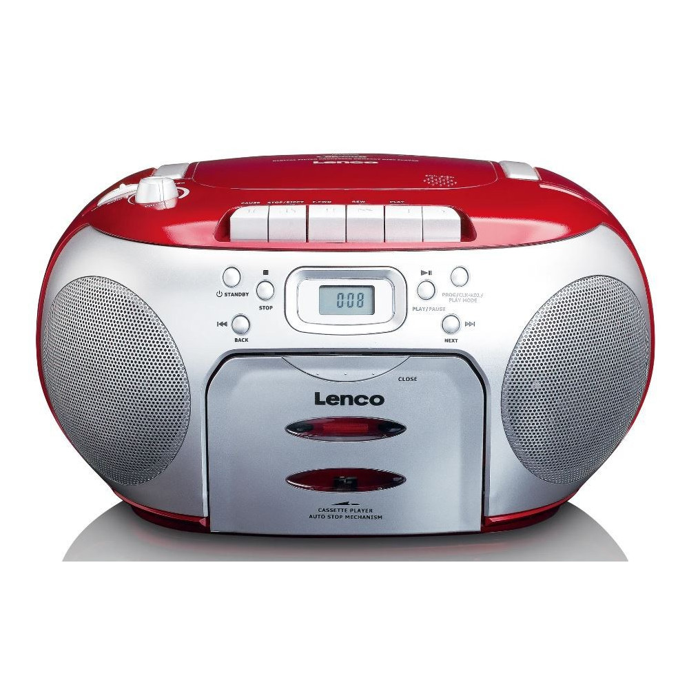 Portable FM radio CD and cassette player Lenco, red-silver