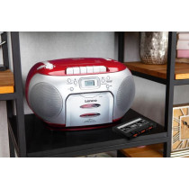 Portable FM radio CD and cassette player Lenco, red-silver
