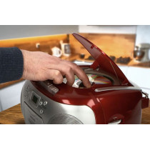 Portable FM radio CD and cassette player Lenco, red-silver
