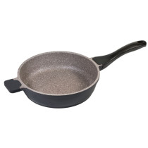 K2 die cast aluminium deep fry pan with GREBLON 5layer granitec in brown color coating 24x6.2cm