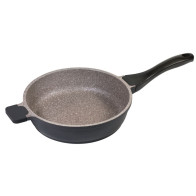 K2 die cast aluminium deep fry pan with GREBLON 5layer granitec in brown color coating 24x6.2cm